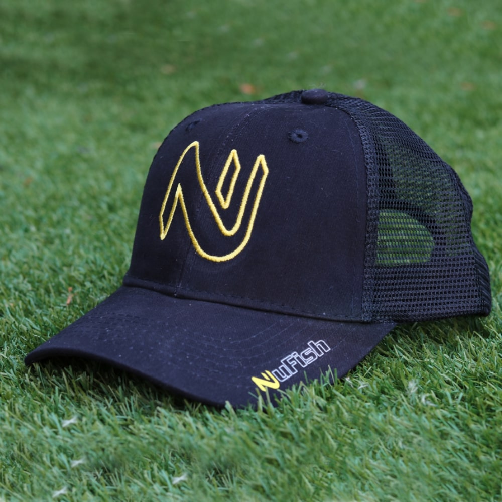 NUFISH Cap Black with Yellow Logo Outline