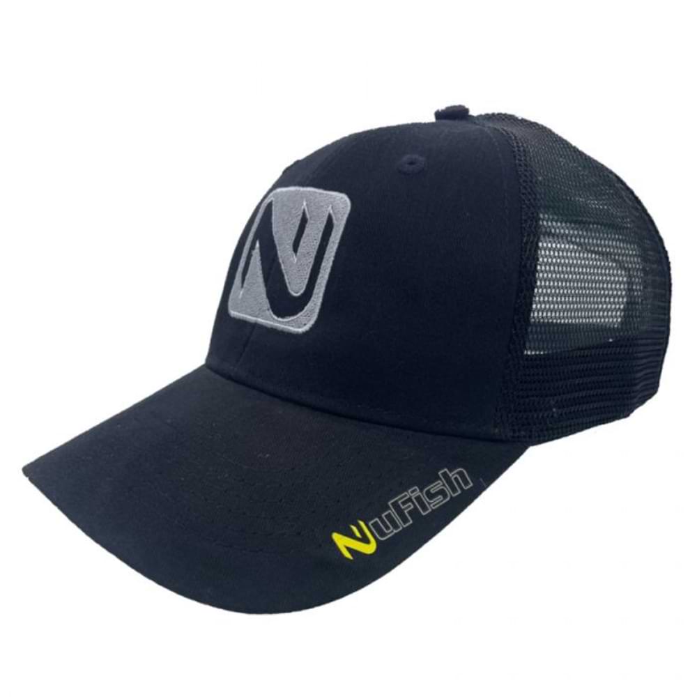 NUFISH Cap Black - Grey Logo Box Vented Mesh