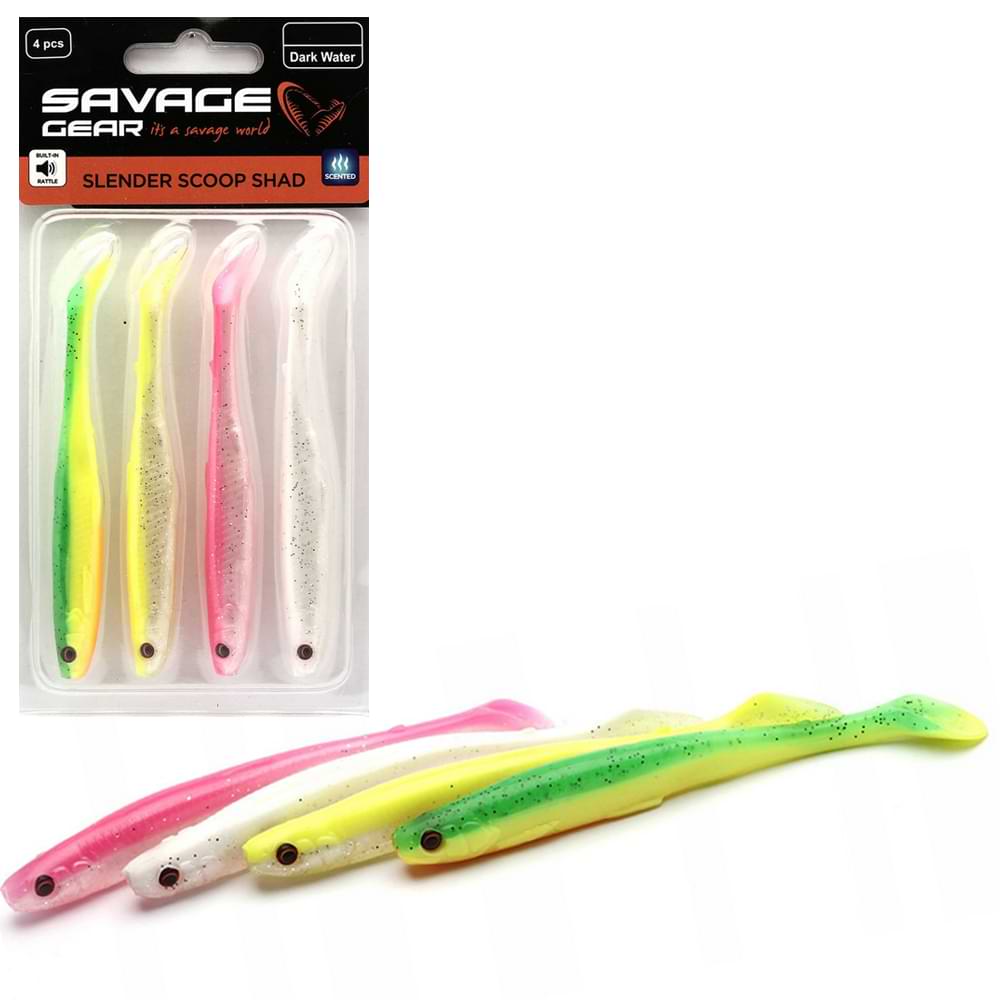 SAVAGE GEAR Slender Scoop Shad 11cm 7g Dark Water Mix 4pcs