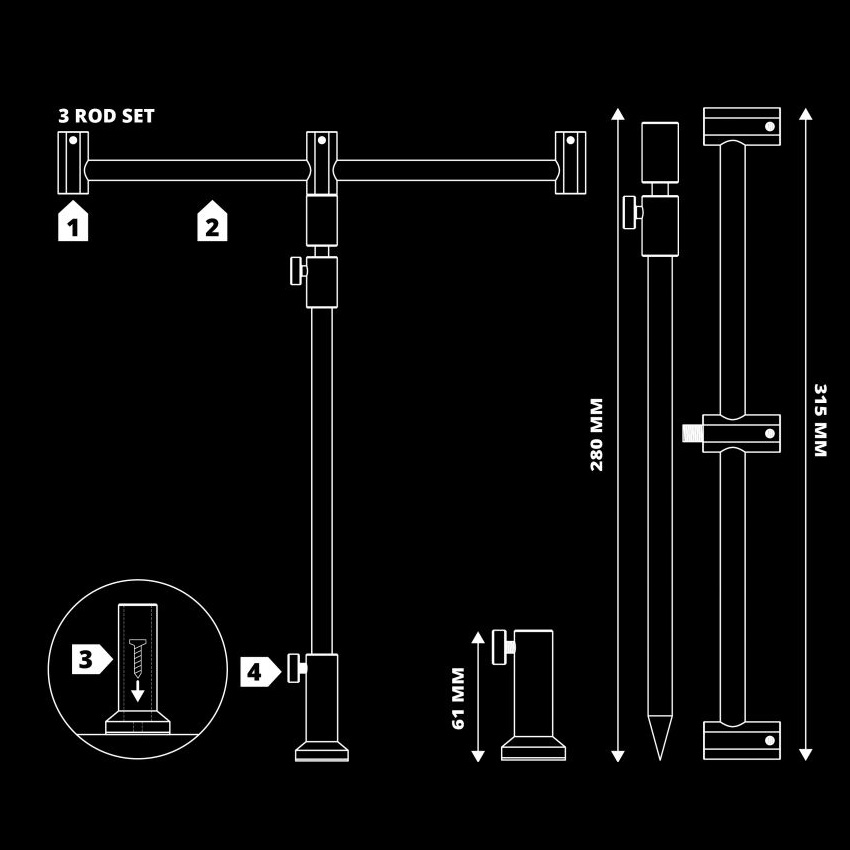STRATEGY XS Stand Up 3 Rod Set