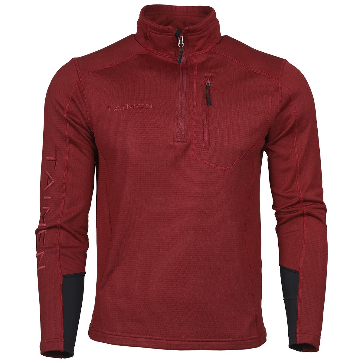 TAIMEN Uilgan Grid Fleece Top - Pomegranate 1